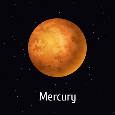 Vektör çizim güneş sistemi nesnesi, Mercury uzay arka plan üzerinde