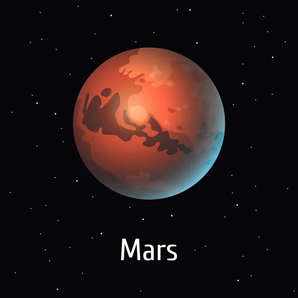 Ilustração vetorial Objeto do Sistema Solar. Marte sobre fundo espacial —  Vetores de Stock