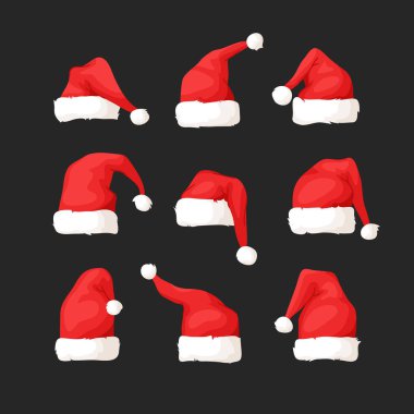 El Noel şapka dizi çekilmiş. Karikatür Çizim. Vektör sanat çizim