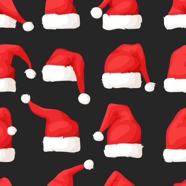 El Noel şapka ile çizilmiş seamless modeli. Karikatür Çizim. Vektör sanat çizim