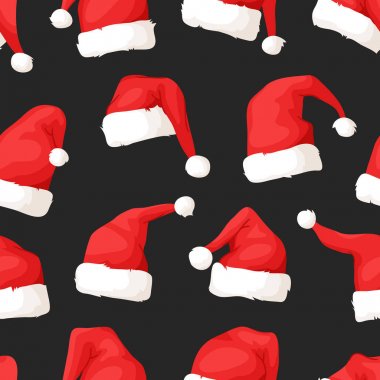 El Noel şapka ile çizilmiş seamless modeli. Karikatür Çizim. Vektör sanat çizim