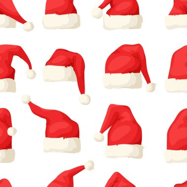 El Noel şapka ile çizilmiş seamless modeli. Karikatür Çizim. Vektör sanat çizim