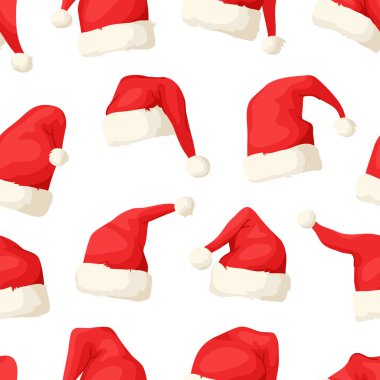 El Noel şapka ile çizilmiş seamless modeli. Karikatür Çizim. Vektör sanat çizim
