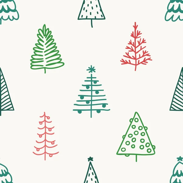 Χωρίς Ραφή Πρότυπο Χέρι Συντάσσονται Χριστουγεννιάτικο Δέντρο Αφηρημένο Σχέδιο Χειμώνα — Διανυσματικό Αρχείο
