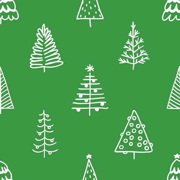 Elle çizilmiş Noel ağacı ile Seamless modeli. Soyut çizim kış ahşap. Vektör sanat tatil illüstrasyon