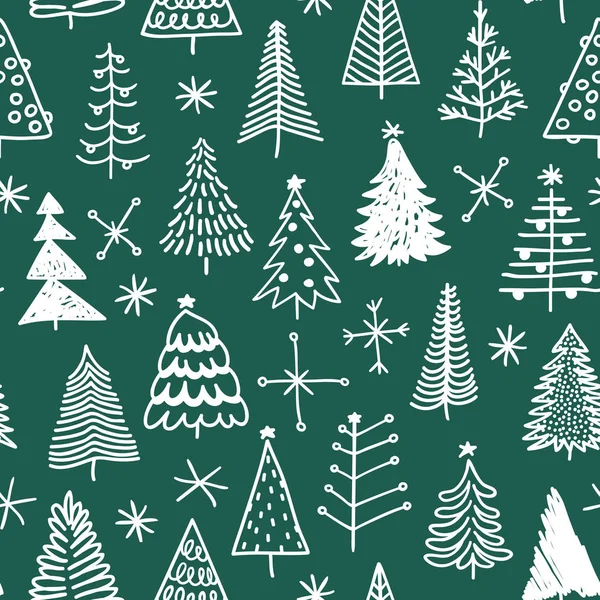 Elle çizilmiş Noel ağacı ile Seamless modeli. Soyut çizim kış ahşap. Vektör sanat tatil illüstrasyon