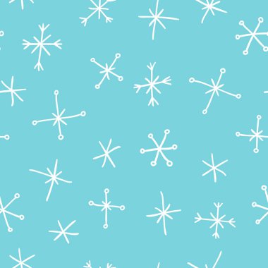 Elle çizilmiş seamless modeli. Özet doodle çizim kar tanesi. Vektör sanat illüstrasyon kar