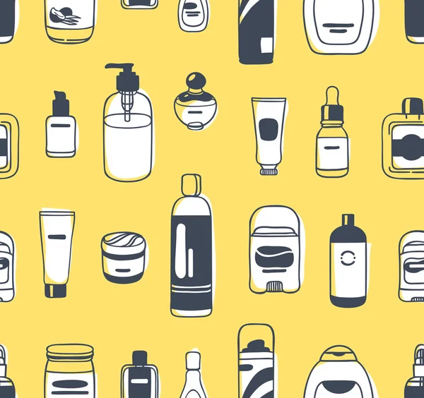 El kozmetik ile çizilmiş seamless modeli. Güzellik ürünleri ile arka plan