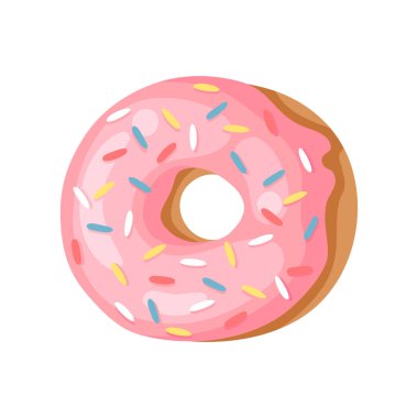Çizgi film vektör çizim pembe çörek. El çizim tatlı çörek çekilmiş. Gerçek yaratıcı sanat çalışmaları fırında