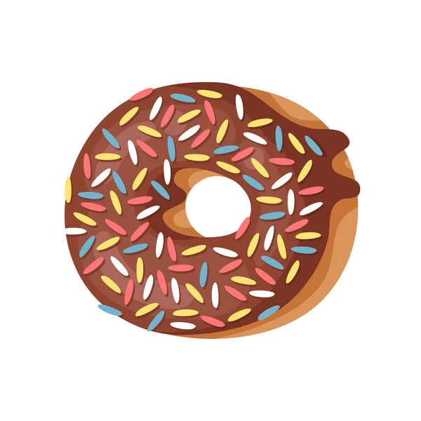 Illustration vectorielle de dessin animé donut. Dessin à la main petit pain doux. Réel travail d'art créatif cuisson — Image vectorielle