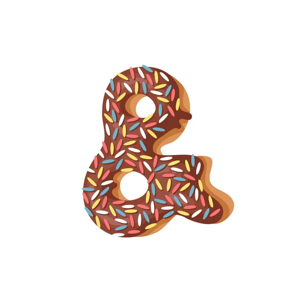 Illustration vectorielle de dessin animé donut. Fonte dessinée à la main avec un petit pain doux. alphabet art créatif cuisson réelle — Image vectorielle