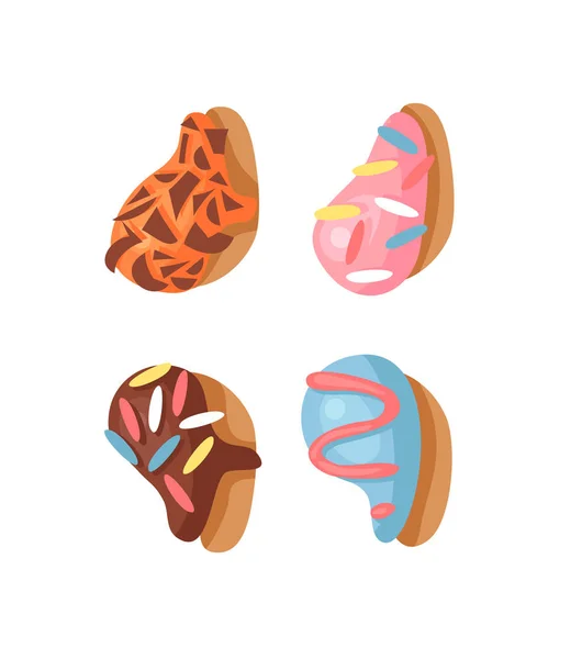 Desenhos animados ilustração vetorial donut. Fonte desenhada à mão com coque doce. Arte criativa real assar alfabeto — Vetor de Stock