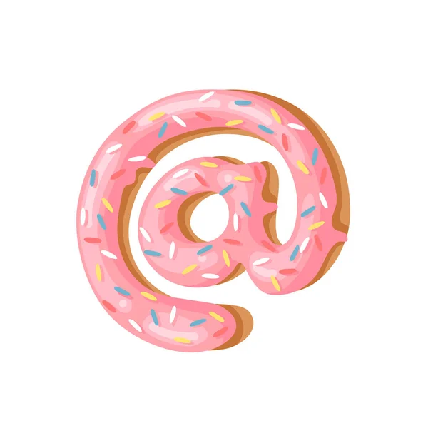 Cartoon vector illustratie donut. Hand getekende lettertype met zoete broodje. Werkelijke creatieve kunst bak alfabet — Stockvector