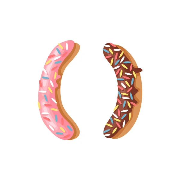 Illustration vectorielle de dessin animé donut. Fonte dessinée à la main avec un petit pain doux. alphabet art créatif cuisson réelle — Image vectorielle