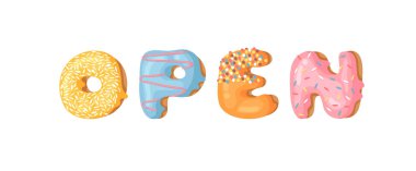 Çizgi film vektör illüstrasyon çöreği. El çizimi tatlı çörek.