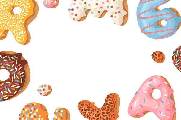 Dibujos animados vector ilustración donut. Dibujo dibujado a mano bollo dulce . — Vector de stock