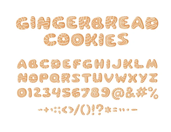 Illustration vectorielle de bande dessinée Ginger bread Cookies. Dessiné à la main Chr — Image vectorielle