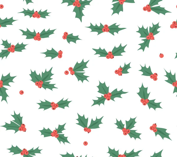 Handritad jul sömlöst mönster med järnek på vit bakgr — Stock vektor