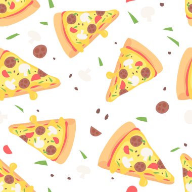 Çizgi film fast food seti. El yapımı yemek. Gerçek Vektör. 