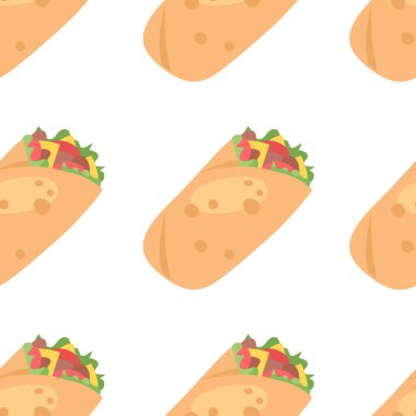 Çizgi film fast food seti. El yapımı yemek. Gerçek Vektör. 