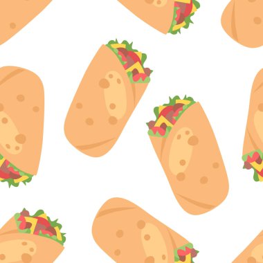 Çizgi film fast food seti. El yapımı yemek. Gerçek Vektör. 