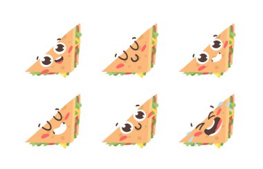 Fast food emojisi çizim seti. El yapımı duygusal yemek. Gerçek Vektör çizimi Amerikan mutfağı. Yaratıcı mürekkep sanatı sandviçi
