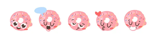 Desenho Desenhos Animados Conjunto Emoji Fast Food Refeição Emocional Desenhada —  Vetores de Stock