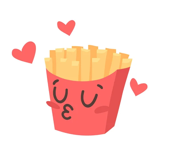 Dibujo Dibujos Animados Conjunto Emoji Comida Rápida Comida Emocional Dibujada — Vector de stock