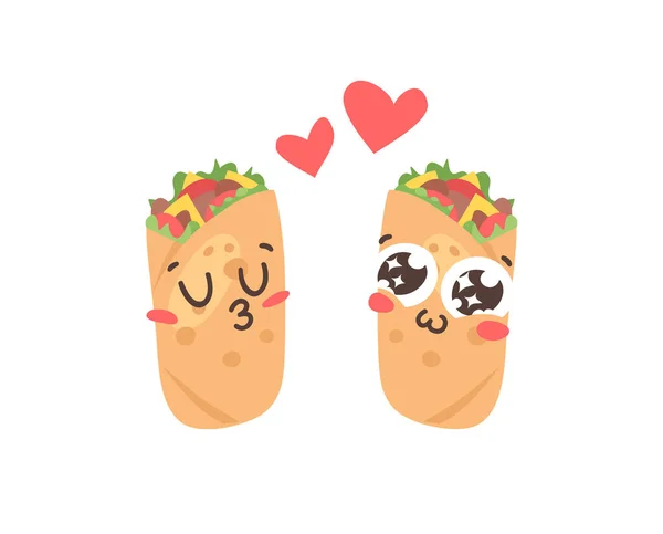 Dibujo Dibujos Animados Conjunto Emoji Comida Rápida Comida Emocional Dibujada — Vector de stock