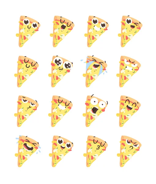 Dibujo Dibujos Animados Conjunto Emoji Comida Rápida Comida Emocional Dibujada — Vector de stock