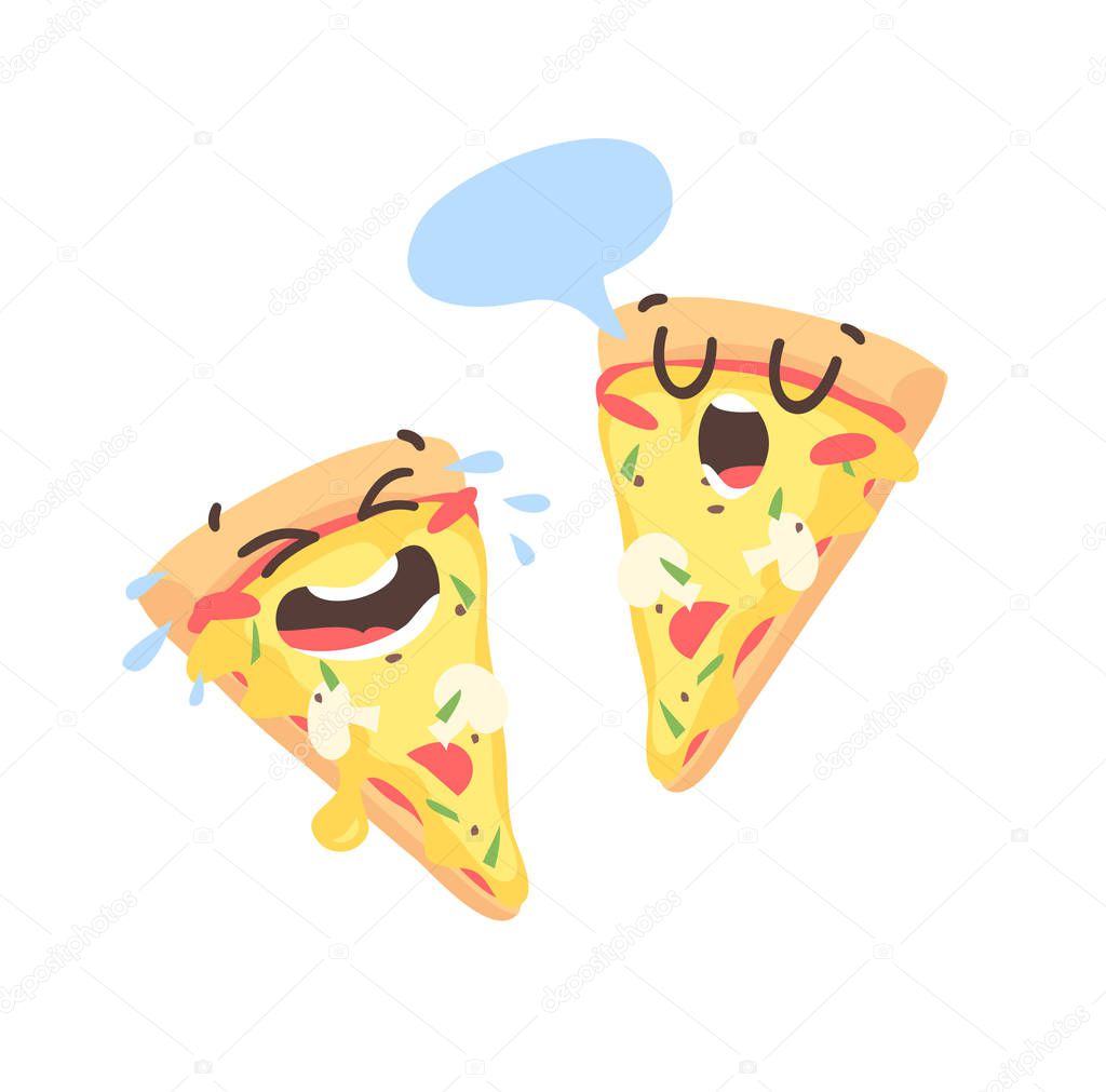 Cartoon drawing set of fast food emoji. Hand drawn emotional meal.Actual Vector illustration italian cuisine. Creative ink art work pizza