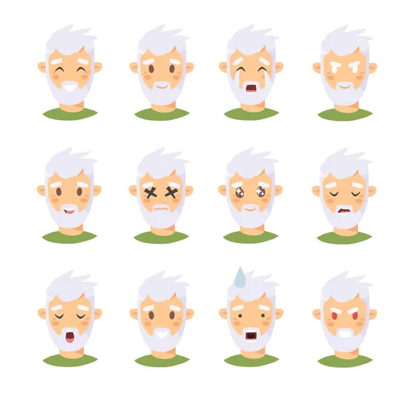 Set of caucasian male emotional characters. Cartoon style people — Stock vektor