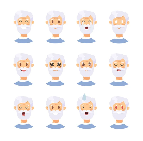 Set of caucasian male emotional characters. Cartoon style people — Stock vektor