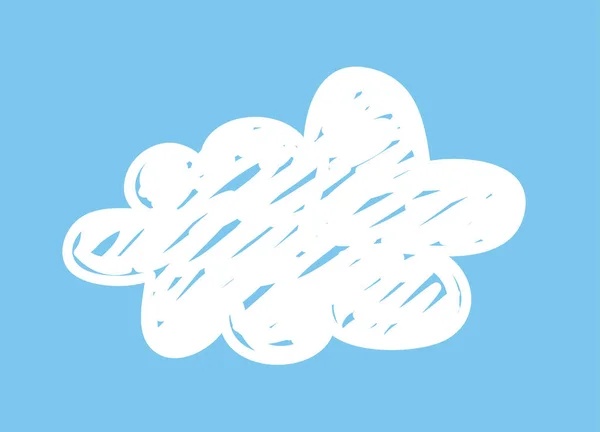 Set Funny Clouds Doodle Style Blue Background Hand Drawn Illustration — Stock Vector