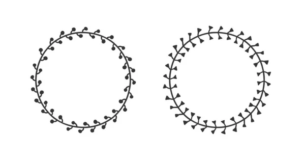 Ручной Рисунок Венка Использования Дизайне Черный Вектор Каракули Цветы Белом — стоковый вектор