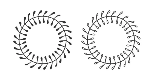 Ручной Рисунок Венка Использования Дизайне Черный Вектор Каракули Цветы Белом — стоковый вектор
