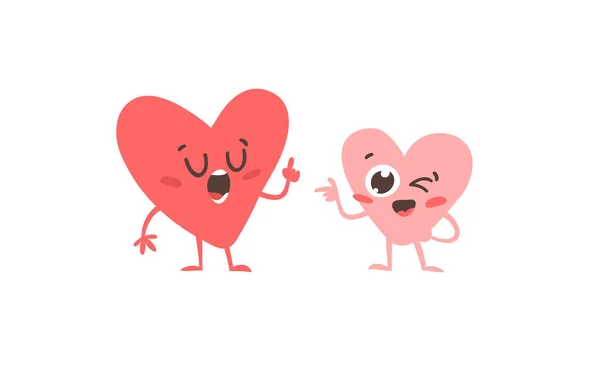 Cartoon Drawing Set Hearts Emoji Hand Drawn Emotional Characters Actual — ストックベクタ