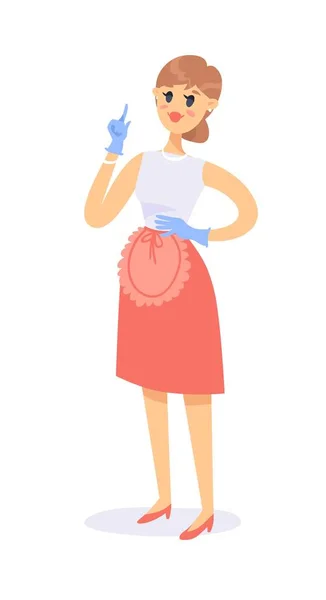 Cartoon Style Character Vector Illustration Woman Apron Latex Gloves Hand — Stok Vektör