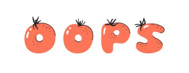 Çizgi film vektör çizimi domatesler ABC. Elle çizilmiş yazı tipi, vejetaryen yemeği ve kelime işletim sistemi. Gerçek yaratıcı sanat vejetaryen alfabesi 