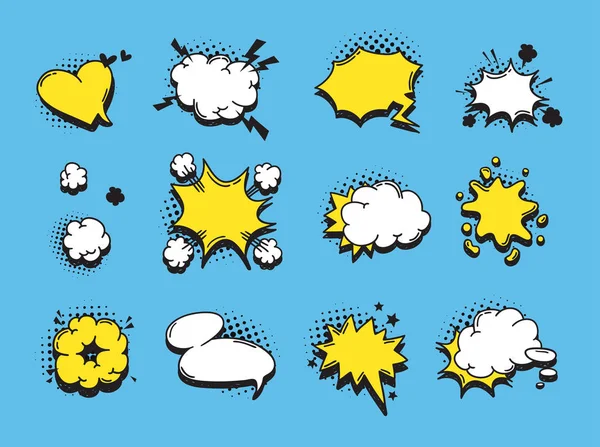 手绘语音气泡爆炸 流行艺术设计的对象 用于对话的漫画书涂鸦元素 卡通风格的矢量收集 — 图库矢量图片