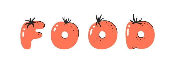 Dibujos Animados Vector Ilustración Tomates Abc Fuente Dibujada Mano Con — Vector de stock