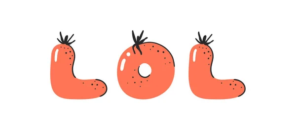 Ilustracja Wektora Kreskówki Tomatos Abc Ręcznie Rysowane Czcionki Wegańskie Jedzenie — Wektor stockowy