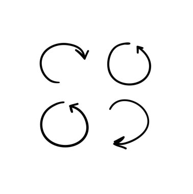 Tasarım için el çizimi nesne kümesi. Beyaz zemin üzerinde oklar olan siyah karalama çemberi çerçevesi. Soyut kalem çizimi. Vektör sanatı illüstrasyonu