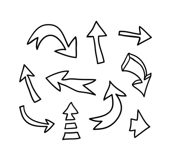 Set Van Met Hand Getekend Object Voor Design Gebruik Zwarte — Stockvector