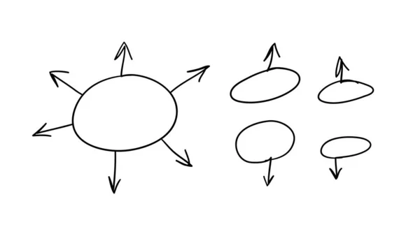 Set Hand Drawn Object Design Use Black Doodle Circle Frame — Stock Vector