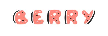 Karpuz Abc. Çizgi film vektör illüstrasyon meyve yazı tipi. El çizimi vejetaryen yemeği. Gerçek yaratıcı vegan sanat eserleri. Karpuz Abc ve Kelime Berry