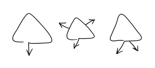 Набор Объектов Ручной Работы Использования Дизайне Черные Каракули Треугольная Рамка — стоковый вектор