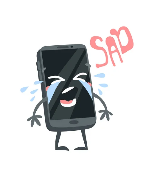 Kreskówkowy Gadżet Emotikony Ręcznie Rysowany Telefon Emocjonalny Prawdziwy Charakter Ilustracji — Wektor stockowy