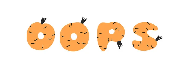 Hand Drawn Carrot Abc Word Oops Cartoon Vector Illustration Veggies — Stock Vector