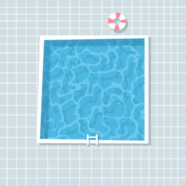 El çizimi yaz resimli lüks havuz. Gerçek tropikal vektör arkaplanı. Sanatsal karikatür, su dokusu çiziyor. Yaratıcı Rahatlama Vibes sanat çalışması